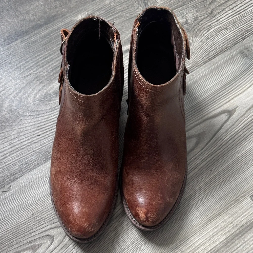 Matisse Brown Leather Ankle Heeled Boots Size 6.5